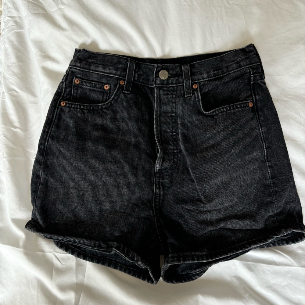 Denim Forum Black High Waist Shorts